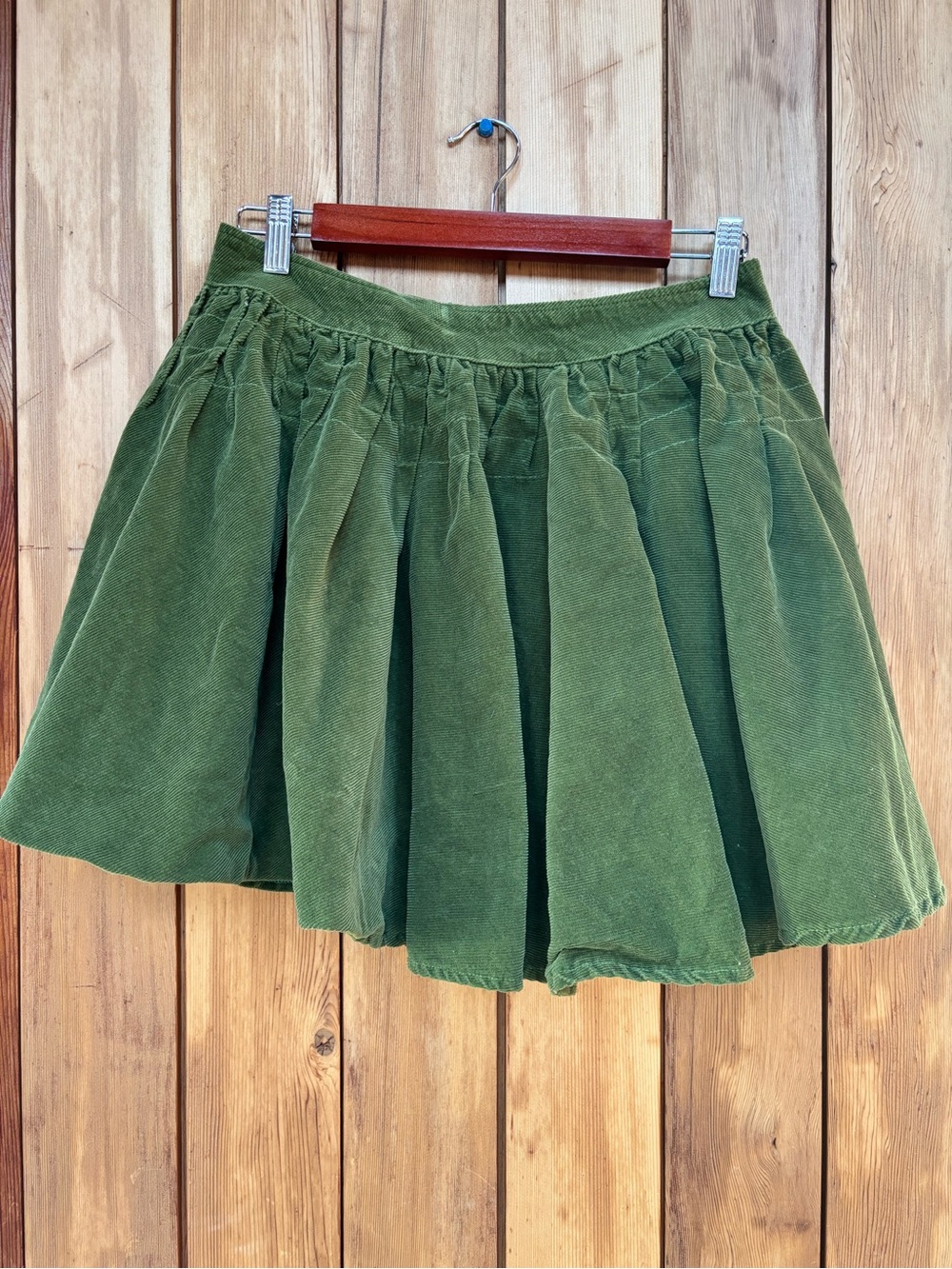 Light & Salt Green Corduroy Flared Pleated Mini Skirt - Size Small  100% cotton